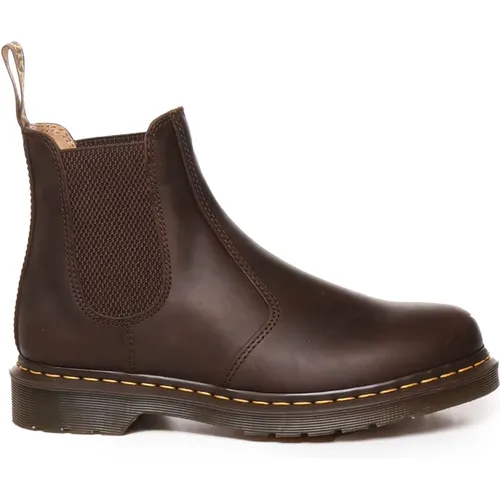 Braune Leder Stiefeletten mit Logo , Herren, Größe: 43 1/2 EU - Dr. Martens - Modalova