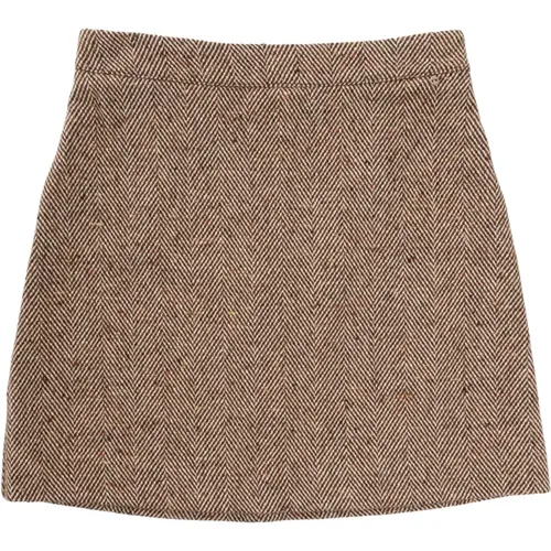 Wool Blend Herringbone Skirt , female, Sizes: S, XS - Ottod'Ame - Modalova