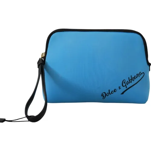 Blaue Logo-Print-Handtasche Leopardenmuster Kulturbeutel - Dolce & Gabbana - Modalova