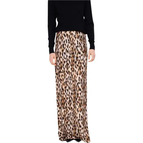 Leopardenmuster Maxi Rock Overline,Brauner Midi-Rock - Silvian Heach - Modalova