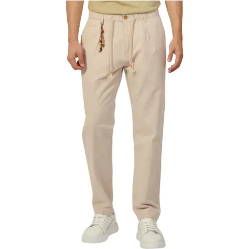 Linen Trousers with Drawstring , male, Sizes: W30, W32, W38, W33, W40, W31, W34, W36 - YES ZEE - Modalova