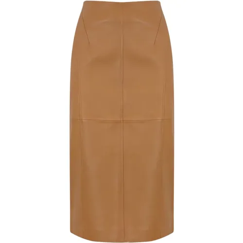 Leather Pencil Skirt Caramel , female, Sizes: M, S - Max Mara Studio - Modalova