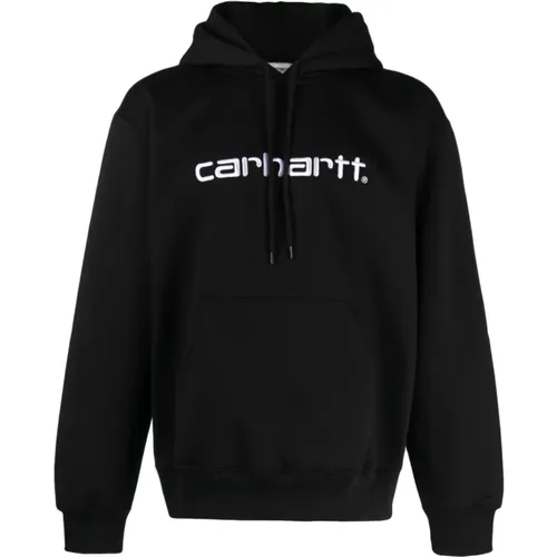 Schwarzer Bestickter Logo Kapuzenpullover - Carhartt WIP - Modalova