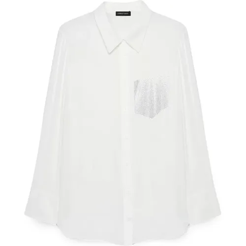 Georgette-Bluse mit Kristallverzierung , Damen, Größe: 3XL - Fiorella Rubino - Modalova