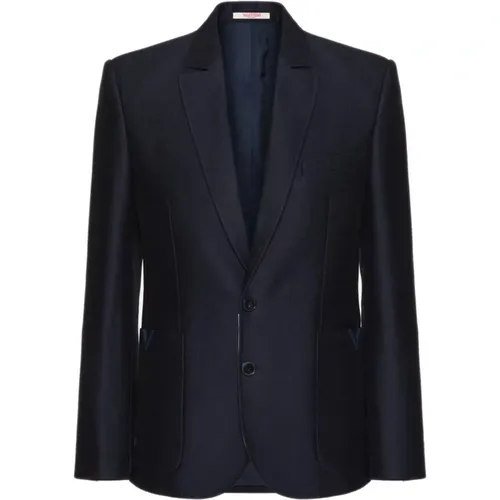 Slim Fit Wool Silk Jacket , male, Sizes: M, L - Valentino Garavani - Modalova
