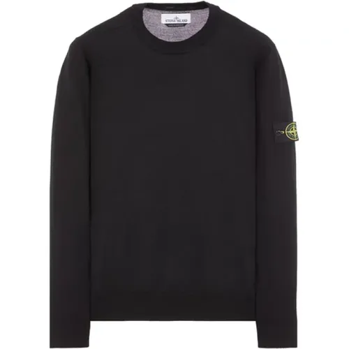 Schwarzer Pullover mit Rippdetails , Herren, Größe: 2XL - Stone Island - Modalova