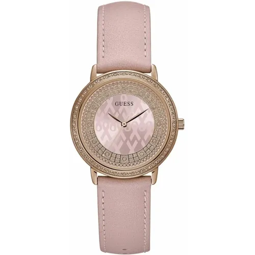 Rosa Damen Quarz Edelstahl Uhr - Guess - Modalova