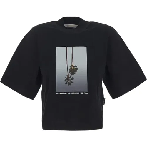 Stilvolles Damen T-Shirt mit Rippendetail - Palm Angels - Modalova