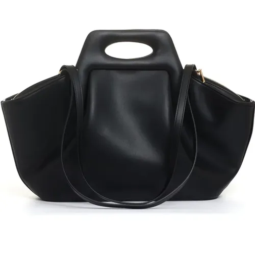 Leather Trapezoid Bag , female, Sizes: ONE SIZE - THEMOIRè - Modalova