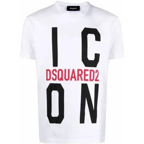 Icon Logo Cotton T-shirt in , male, Sizes: S - Dsquared2 - Modalova