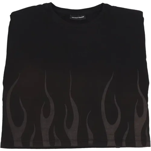 Flames Tee Schwarzes Damen T-Shirt , Damen, Größe: M - VISION OF SUPER - Modalova