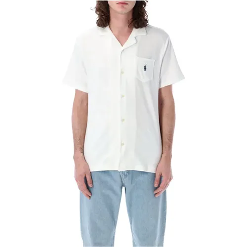 Weißes Bowlinghemd Klassischer Kragen , Herren, Größe: M - Ralph Lauren - Modalova