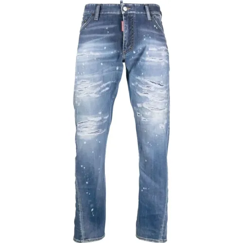 Distressed Slim-Cut Jeans , male, Sizes: L - Dsquared2 - Modalova