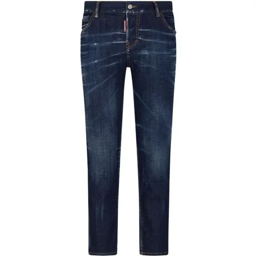 Slim Fit Denim Hose Indigo Blau,Schmal Geschnittene Indigo Blaue Jeans - Dsquared2 - Modalova