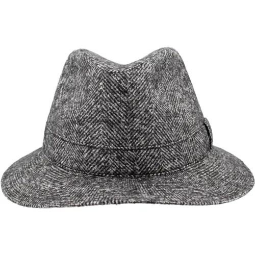 Elegant Herringbone Fedora Hat - Borsalino - Modalova