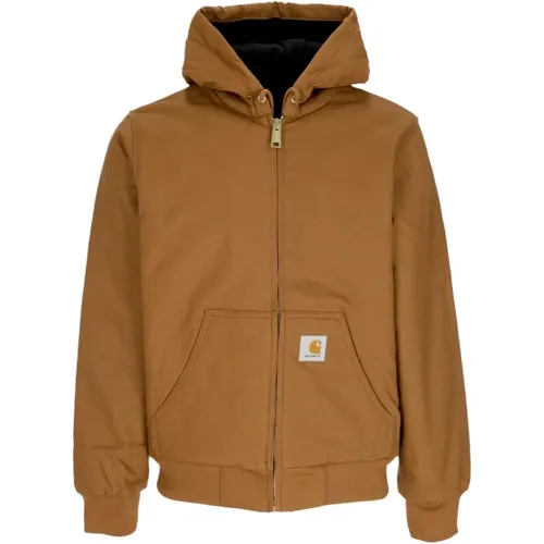 Braune Steife Aktive Jacke mit Fleecefutter , Herren, Größe: L - Carhartt WIP - Modalova