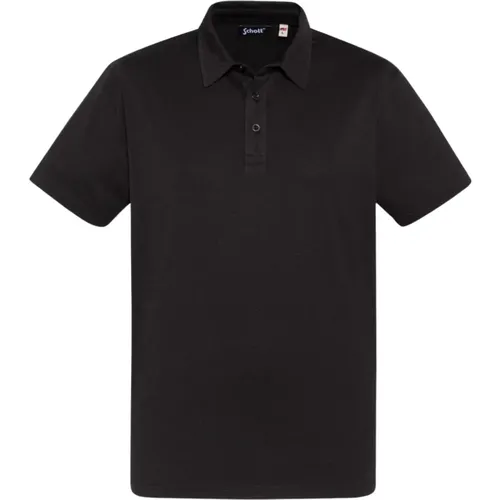 Schwarzes Baumwoll-Poloshirt , Herren, Größe: M - Schott NYC - Modalova