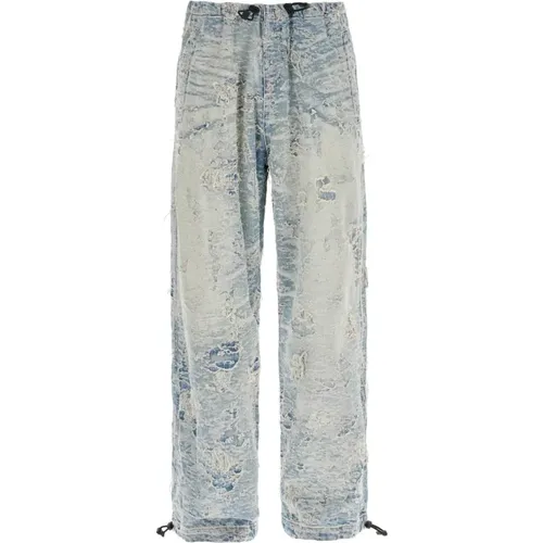 Zerrissene Denim Jacquard Weite Hose , Herren, Größe: S - Diesel - Modalova