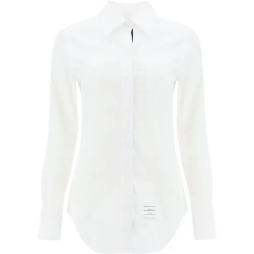 Poplin Fitted Shirt with Tricolor Detailing , female, Sizes: S, XS, 2XS, M - Thom Browne - Modalova