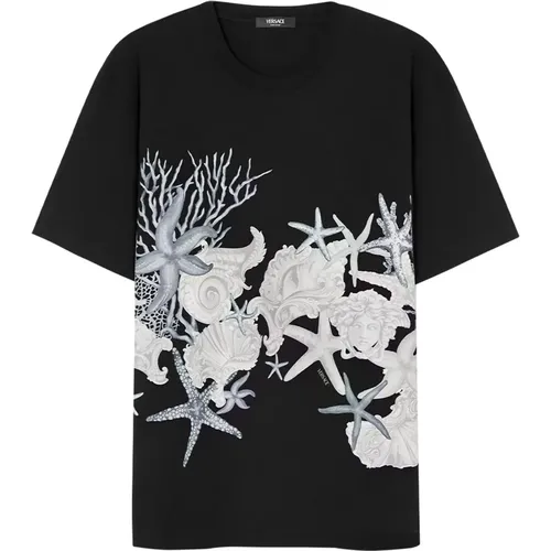 Baroque Sea Print T-shirts und Polos , Herren, Größe: M - Versace - Modalova