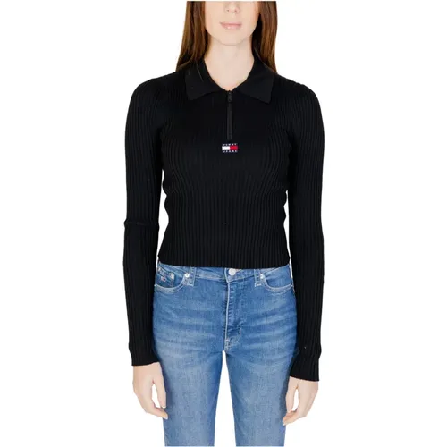 Polyester Half Zip Sweater , female, Sizes: M, XS, S - Tommy Jeans - Modalova