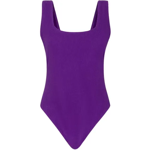 Geprägter Lila Monokini Badeanzug , Damen, Größe: S - Me-Fui - Modalova