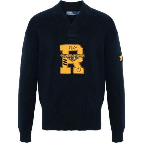 Sweater Logo Patch Star Detail , male, Sizes: M, L - Ralph Lauren - Modalova