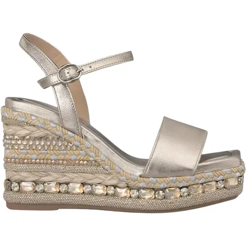 Rhinestone Wedge Sandal , female, Sizes: 4 UK, 6 UK, 3 UK, 5 UK, 2 UK, 7 UK - Alma en Pena - Modalova