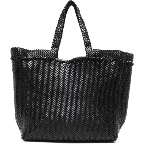 Schwarze Geflochtene Leder-Tote-Tasche - Dragon Diffusion - Modalova