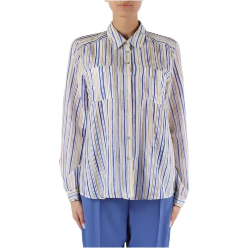 Silk and cotton shirt with classic collar , female, Sizes: S, XL, M, L - Marella - Modalova
