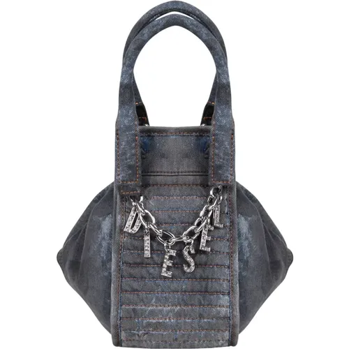 Pleated Quilted Handbag with Rhinestones , female, Sizes: ONE SIZE - Diesel - Modalova