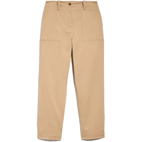 Damenhose aus Baumwoll-Drill in Kamelfarbe - Max Mara Weekend - Modalova