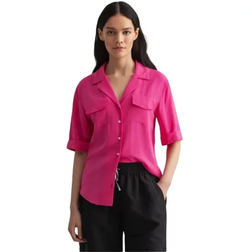 Lightweight Safari Shirt in Fuchsia Viscose , female, Sizes: S, L - Gant - Modalova