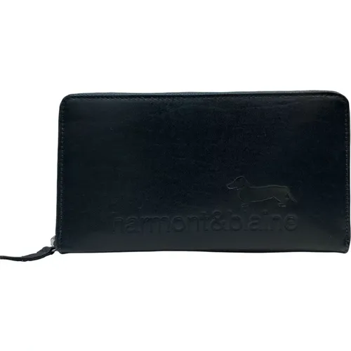 Leather Zip Wallet , male, Sizes: ONE SIZE - Harmont & Blaine - Modalova