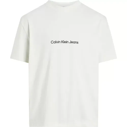 Stylisches Bedrucktes Baumwoll-T-Shirt für Männer , Herren, Größe: M - Calvin Klein Jeans - Modalova