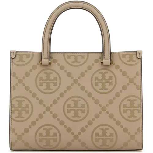 Monogramm Leder Einkaufstasche , Damen, Größe: ONE Size - TORY BURCH - Modalova