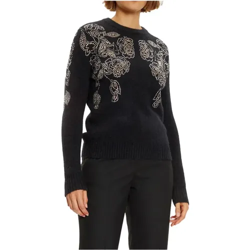 Schwarzer Blumengeschmückter Pullover , Damen, Größe: XS - Guess - Modalova