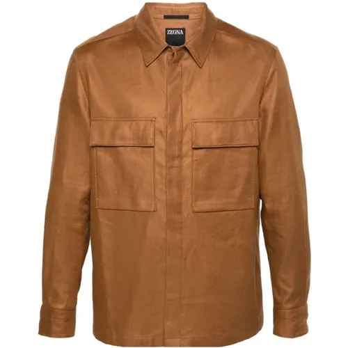 Stylish Overshirt for Men , male, Sizes: L - Ermenegildo Zegna - Modalova