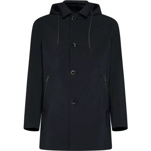 Grey Waterproof Hooded Coat , male, Sizes: L, 3XL, 2XL, M - Herno - Modalova