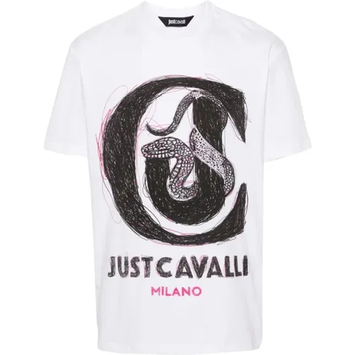 Weiße T-Shirts & Polos für Männer , Herren, Größe: L - Just Cavalli - Modalova