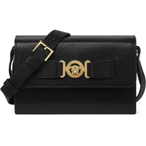 Medisa Biggie Leather Clutch Bag , female, Sizes: ONE SIZE - Versace - Modalova