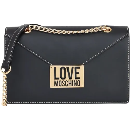 Schwarze Schultertasche Elegantes Design , Damen, Größe: ONE Size - Love Moschino - Modalova