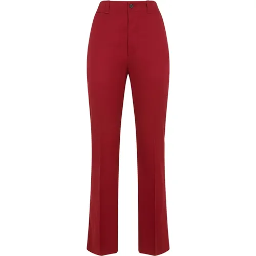 Cotton High Waist Trousers , female, Sizes: M, S - Saint Laurent - Modalova
