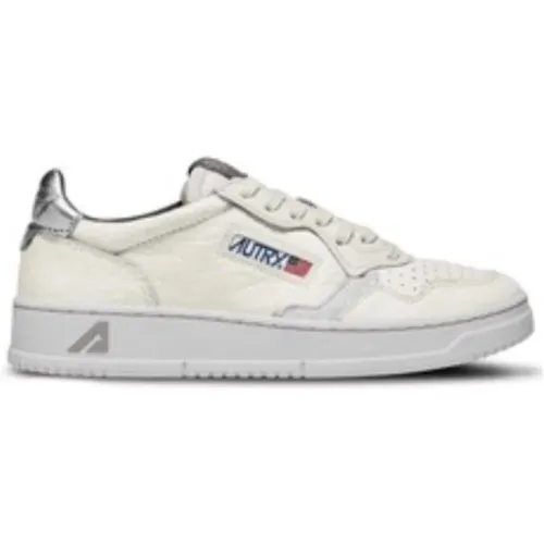 Silver and Gray Leather Sneakers Medalist , female, Sizes: 7 UK, 6 UK, 5 UK, 4 UK - Autry - Modalova