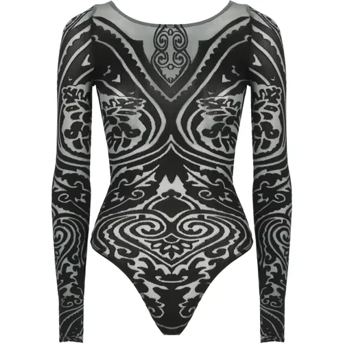 Schwarzer Paisley Tattoo Body Top - Wolford - Modalova