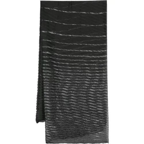 Schwarzer Plissierter Lurex Schal , Damen, Größe: ONE Size - Emporio Armani - Modalova