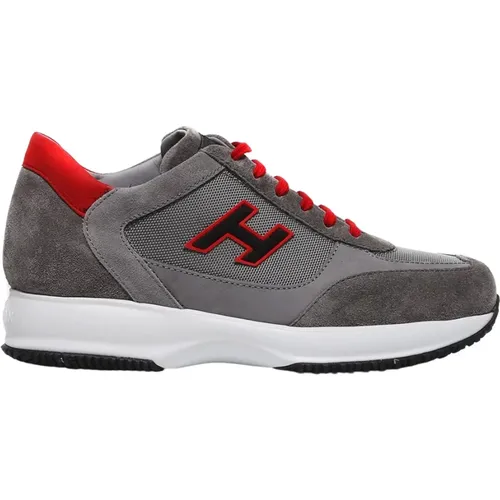 Gray Sneakers Interactive Suede Fabric , male, Sizes: 10 UK, 6 UK - Hogan - Modalova