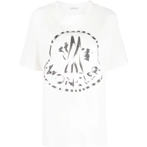 Ribbed Creweck T-Shirt for Women , female, Sizes: XS - Moncler - Modalova