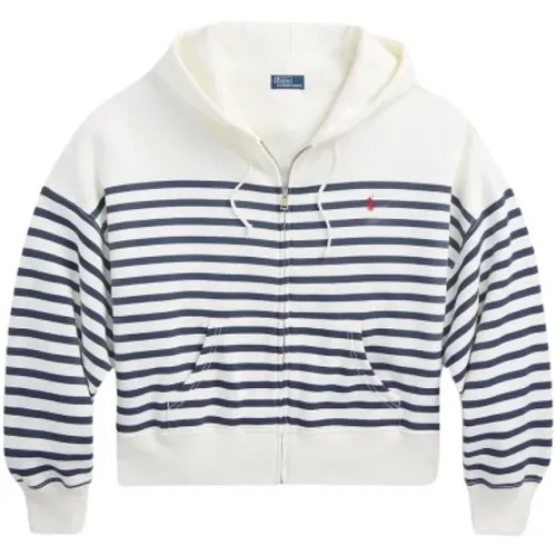 Gestreifter Hoodie mit Reißverschluss , Damen, Größe: S - Polo Ralph Lauren - Modalova