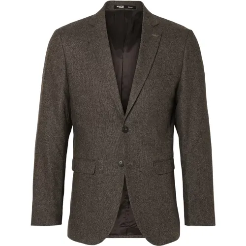 Brauner Strukturierter Blazer - Selected Homme - Modalova